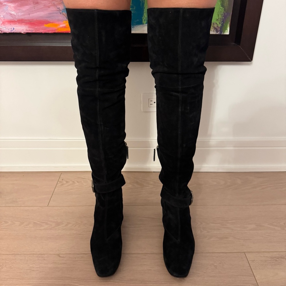 Gucci black suede over-the-knee boots - Picture 2 of 6